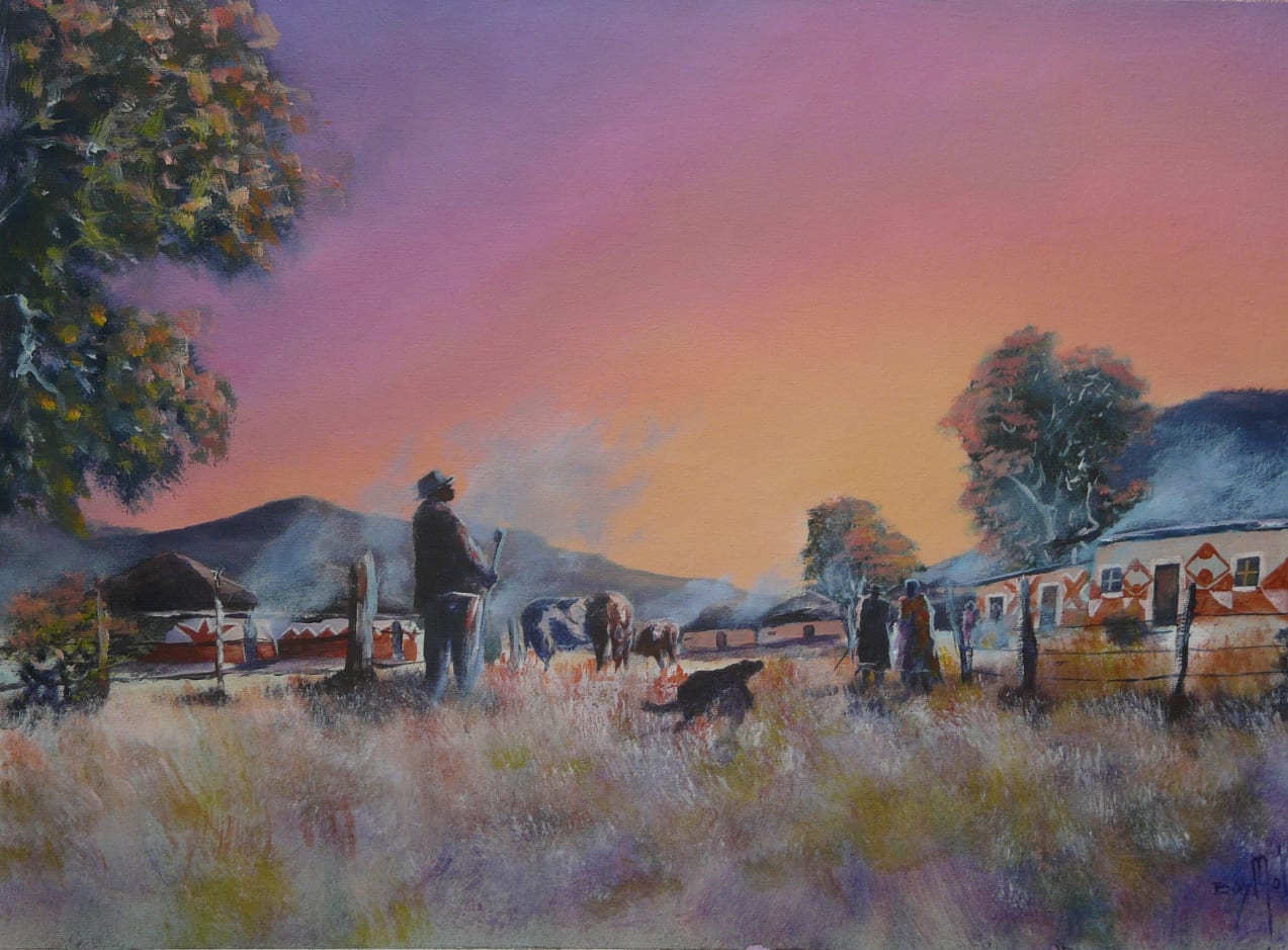 Herdsman At Twilight by Molefe, Boyi