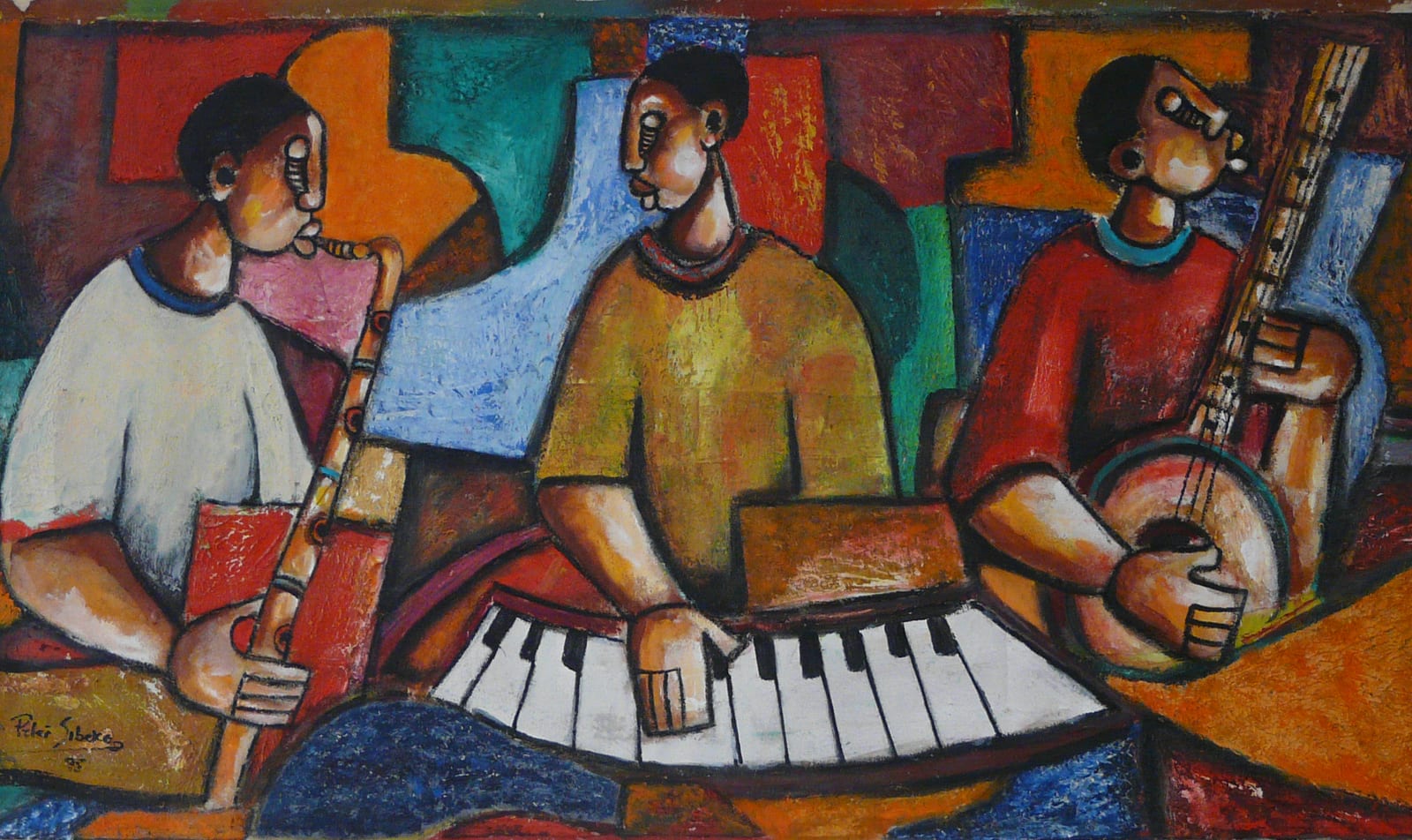 A Band of Three  Musicians (2) * by Sibeko, Peter