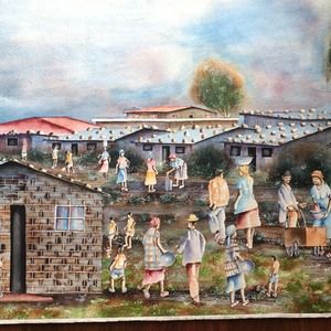 Township Scene (1) by Hlatshwayo, Isaac