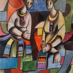 Women Smoking a Traditional Pipe by Sibeko, Peter