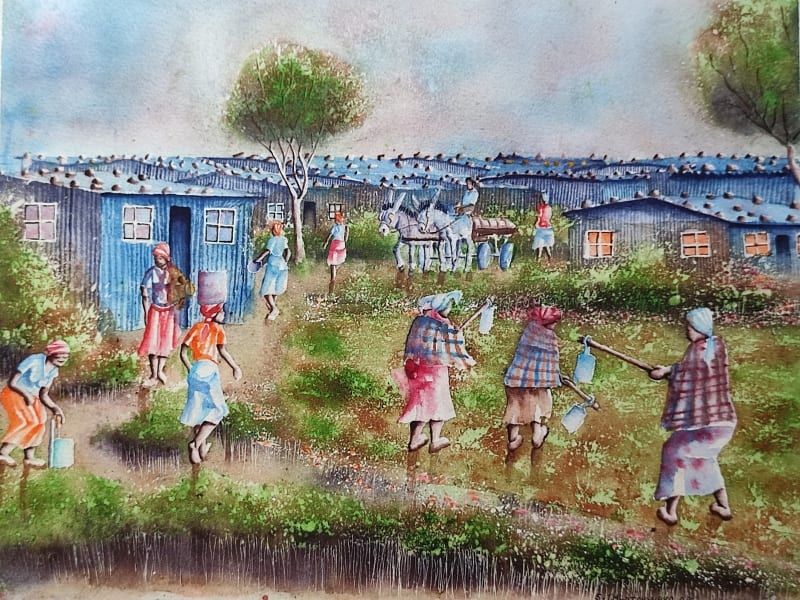 Township Scene (2) by Hlatshwayo, Isaac