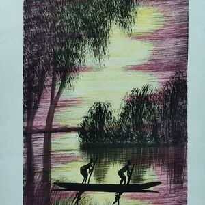 Villagers on the Lake (1) by Ulingu, Boniface