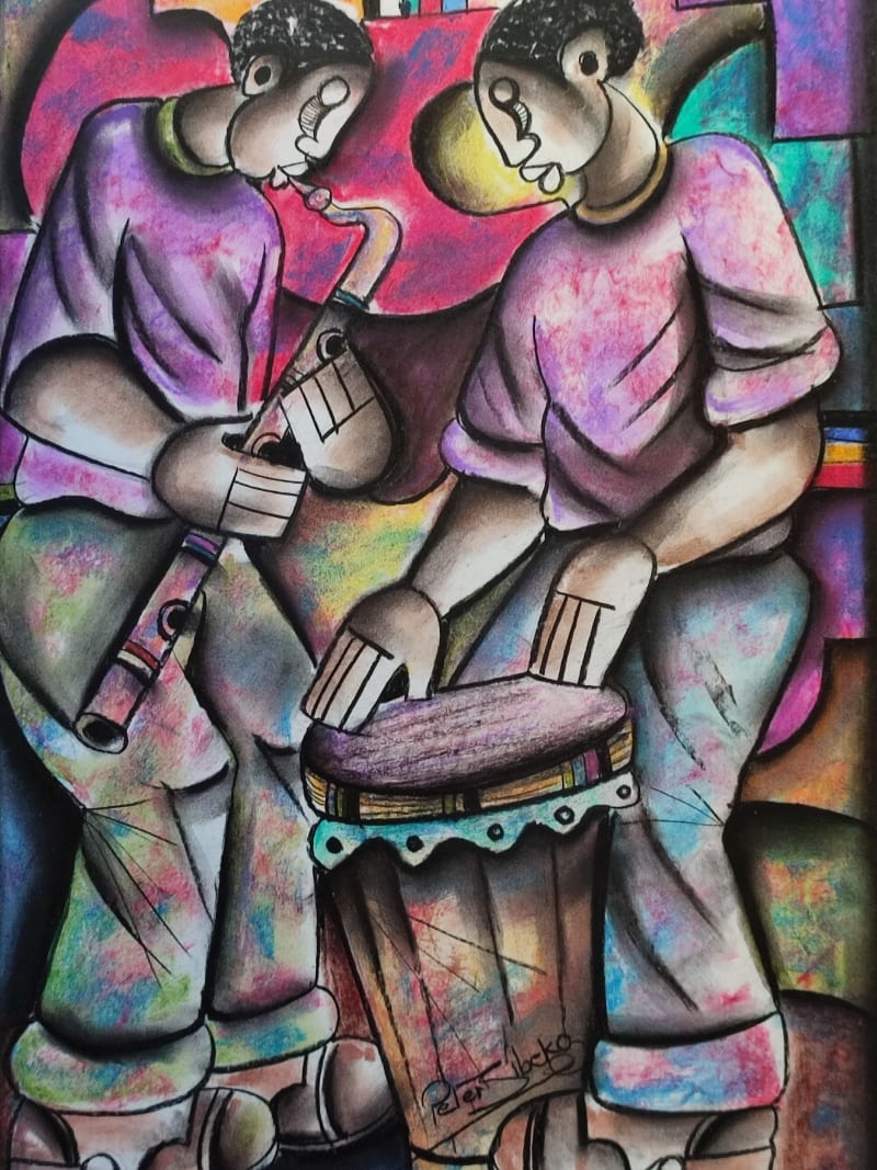 Flute and Drum Duo by Sibeko, Peter