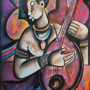 Lady Plays Banjo by Sibeko, Peter