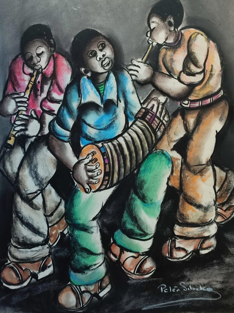 A Band of Three Musicians by Sibeko, Peter