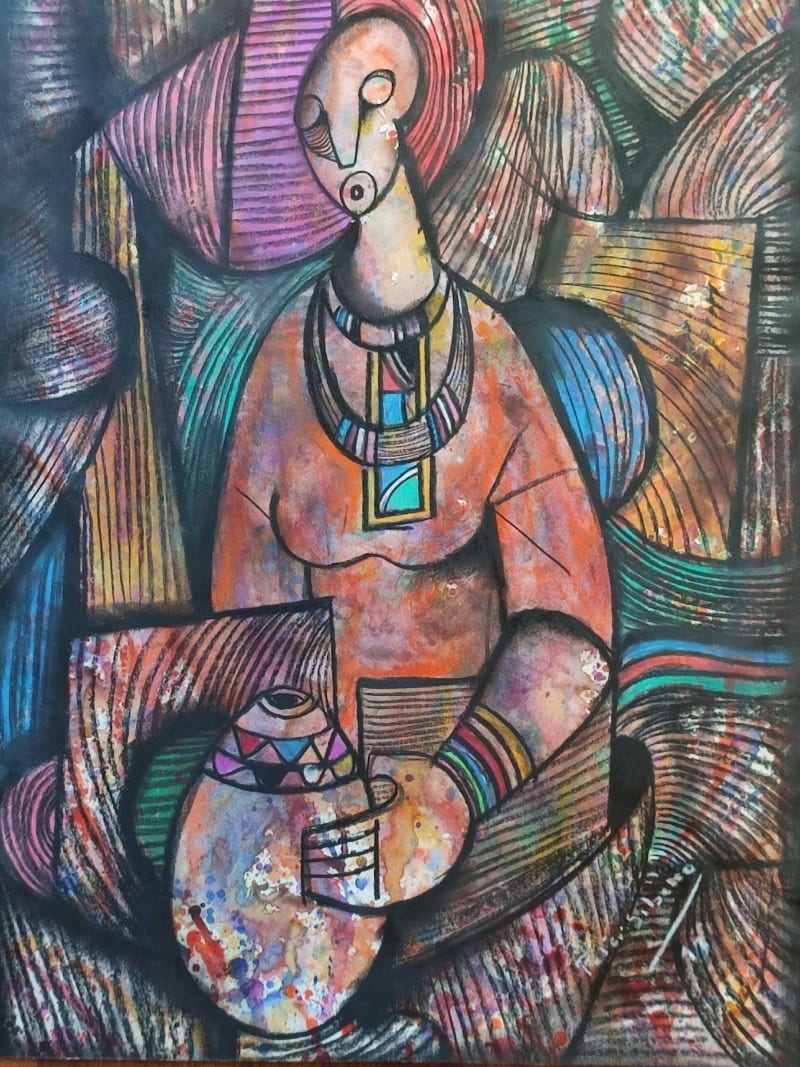 Lady with a Pot by Sibeko, Peter