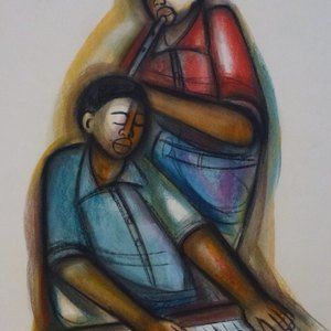Flute and Keyboard Players by Ndaba, Godfrey