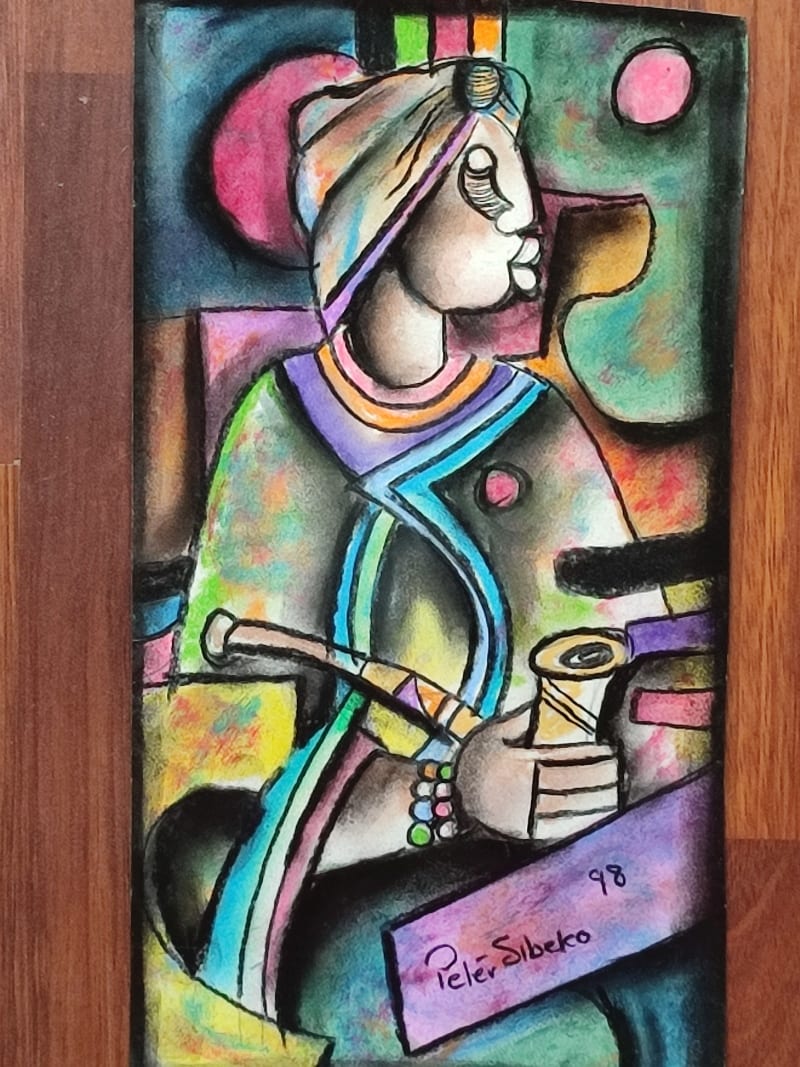 Woman with a Traditional Pipe by Sibeko, Peter