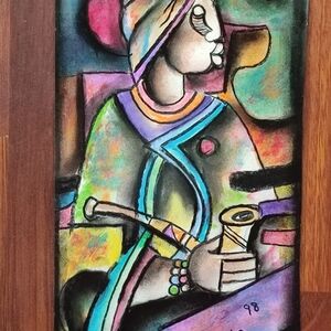 Woman with a Traditional Pipe by Sibeko, Peter