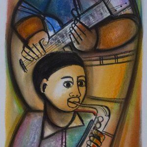 Guitar and Saxophone Players by Ndaba, Godfrey
