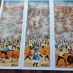Memories from My Youth - 3 Long Panels by Sekhaolelo, Solomon
