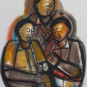 Two Flutists And A Guitarist by Ndaba, Godfrey