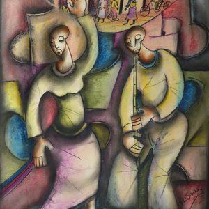 Flute Player and a Dancer by Sibeko, Peter